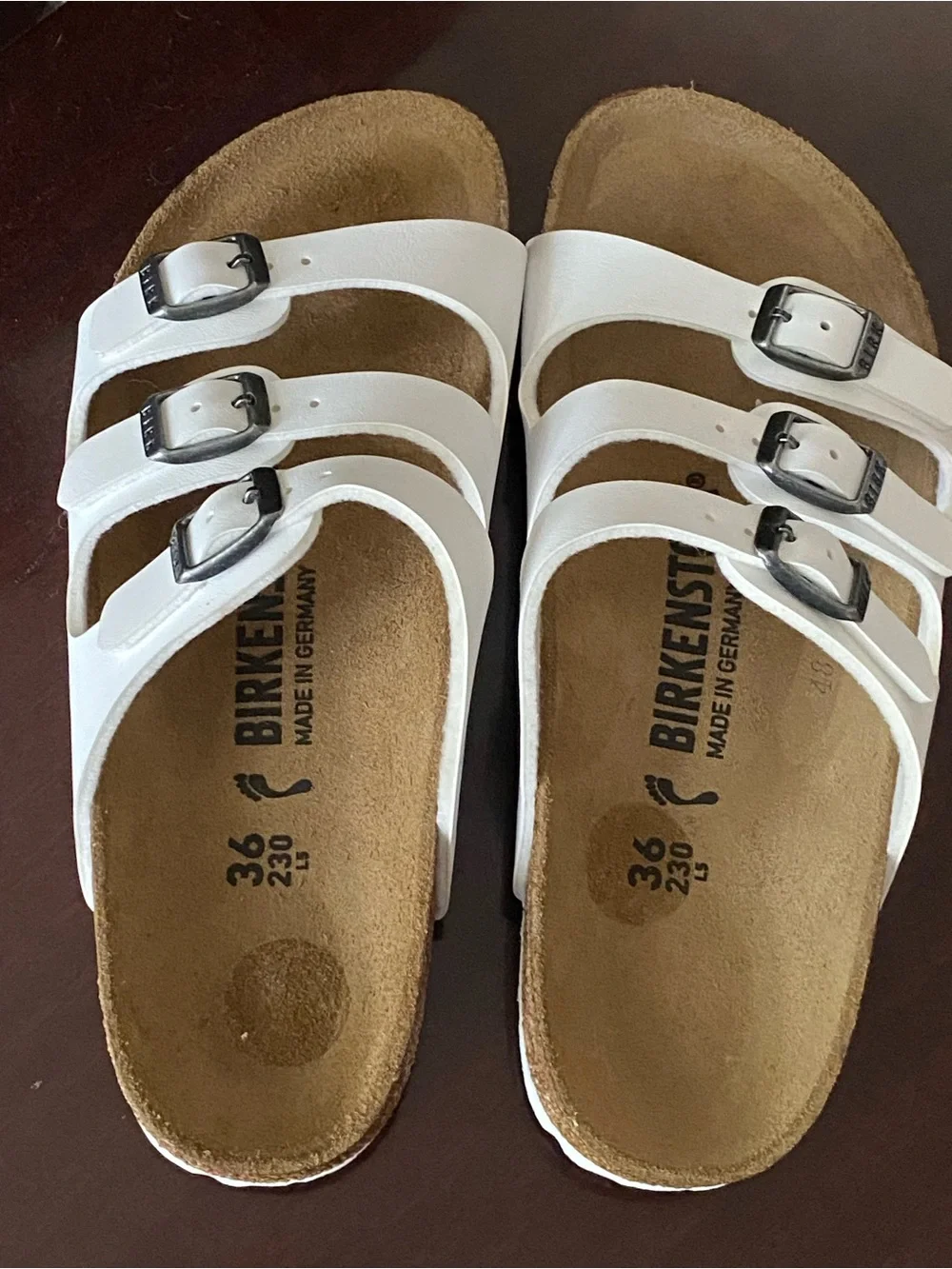 Brand New! Birkenstock Florida Birko-Flor White Three-Strap Sandals- Size 6 (36)